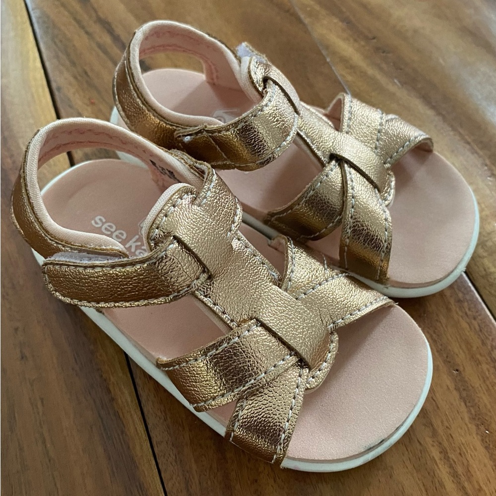 See Kai Run Basics Toddler Girl Shayna Sandals Rose Gold Size 5